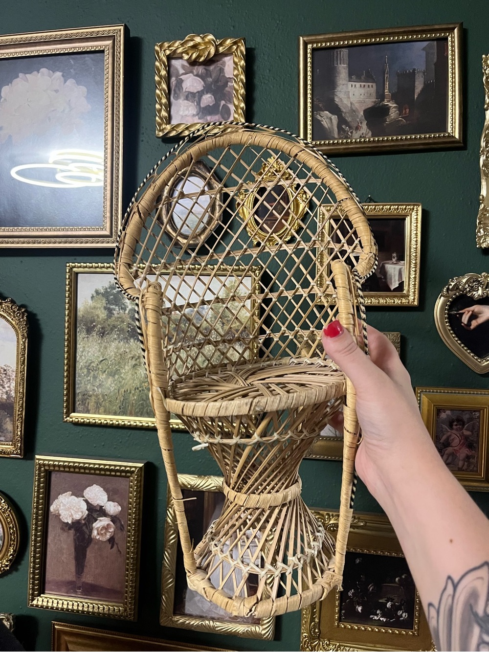 Wicker Peacock Mini Chair Wall Accent - Natural